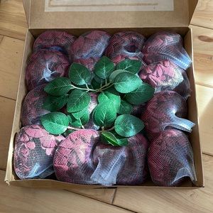 16 Burgundy peonies with stems and greenery